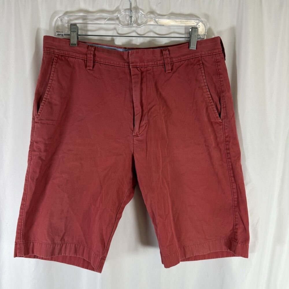 J. Crew Shorts Men's 32 Red Chino Flat Front 10.5" Inseam 100% Cotton